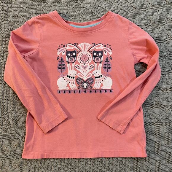 Hanna Andersson Pink Rabbit & Owl Long Sleeved Shirt ~ 5 - Picture 1 of 8